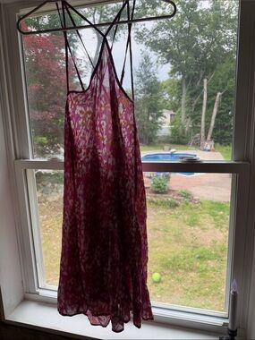 Anthropologie Floral Slip Dress in Magenta, White & rust XL